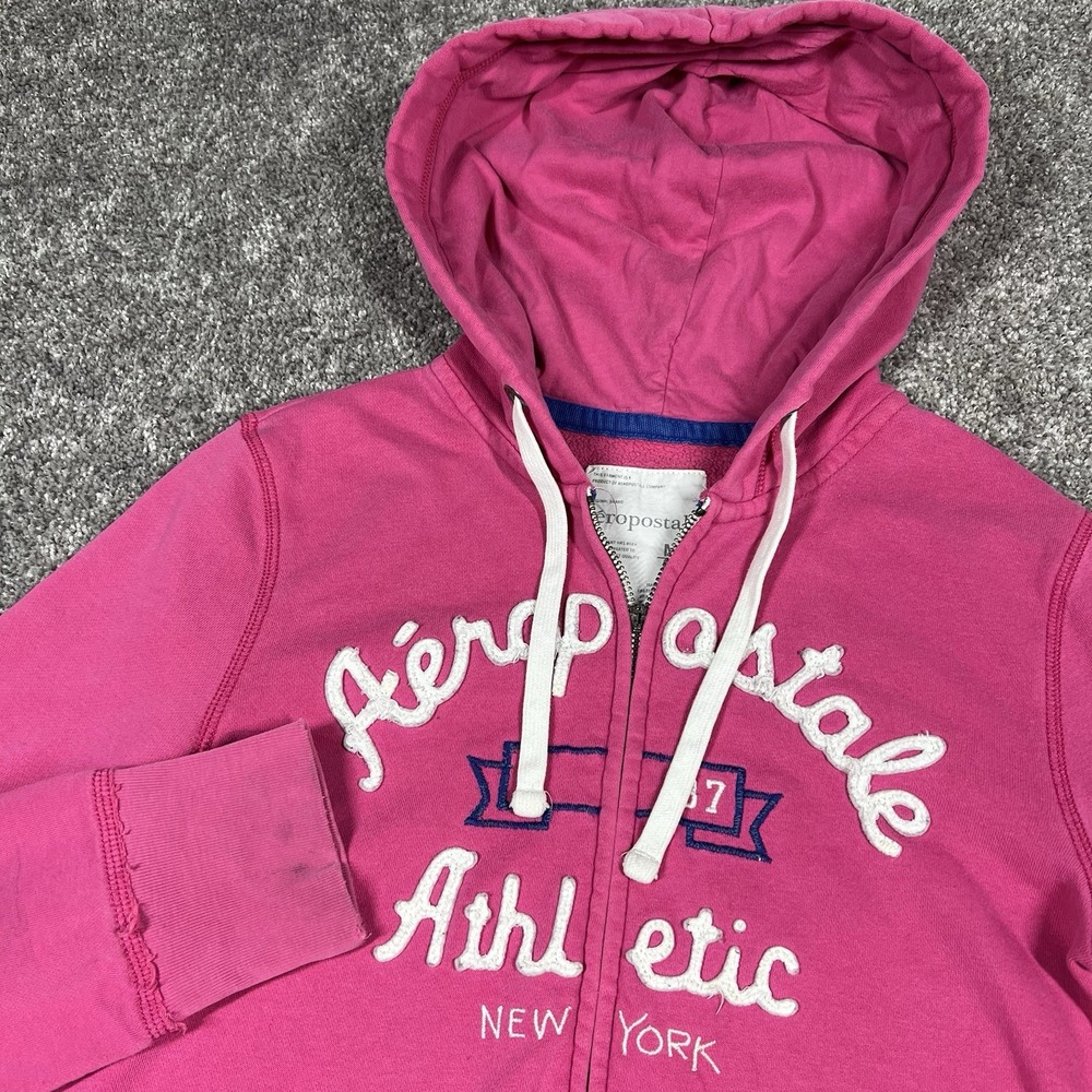 Vintage Y2K Aeropostale Athletic Spellout Zip Up Hoodie Jacket Womens M Mallcore